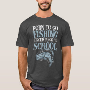 Geboren met vissen Forcedo School Grappige Baars V T-shirt
