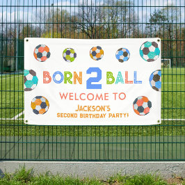 Geboren naar Ball Soccer Verjaardagsfeestje Welkom Spandoek