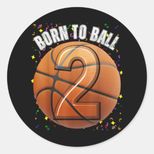 Geboren naar basketbal 2e verjaardag twee meisjes ronde sticker