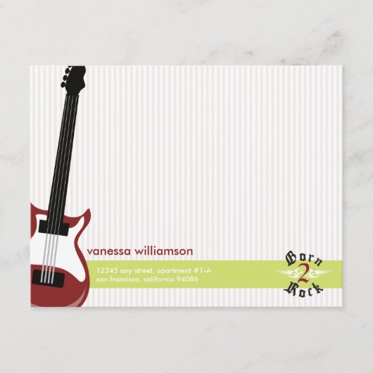 Geboren naar Rock. Aangepaste platte notitiekaarte Notitiekaartje (Voorkant)