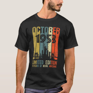 Geboren oktober 1953 70e verjaardag t-shirt
