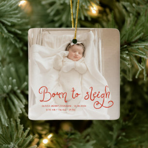 Geboren om babyfoto Geboorte Stats Kerstmis te sle Keramisch Ornament