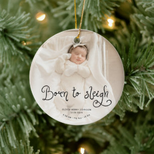 Geboren om babyfoto Geboorte Stats Kerstmis te sle Keramisch Ornament