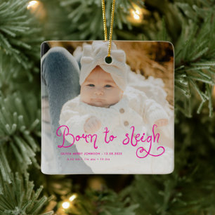 Geboren om babyfoto Geboorte Stats Kerstmis te sle Keramisch Ornament