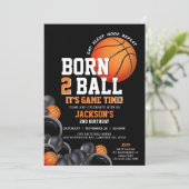 Geboren om bal 2e verjaardag basketbal uitnodiging (Staand voorkant)