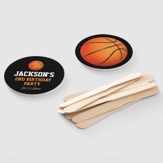 Geboren om bal basketbal thema kinderen verjaardag handwaaier (Niet-gemonteerd)