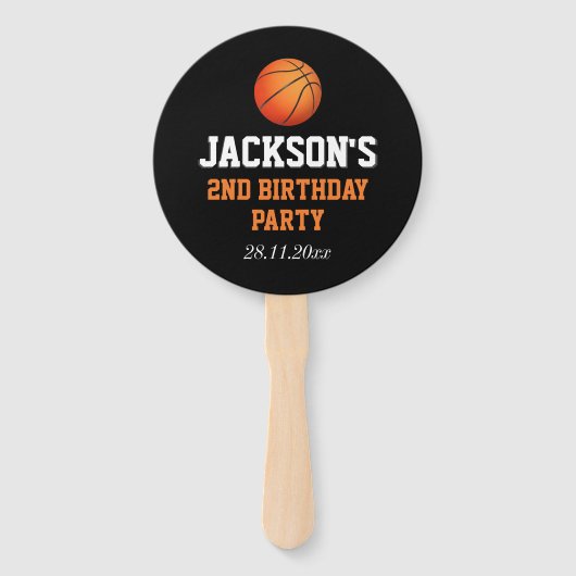 Geboren om bal basketbal thema kinderen verjaardag handwaaier (Voorkant)