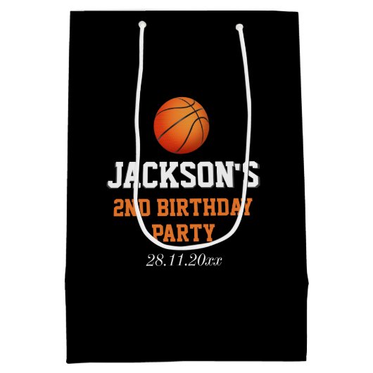 Geboren om bal basketbal thema kinderen verjaardag medium cadeauzakje (Achterkant)