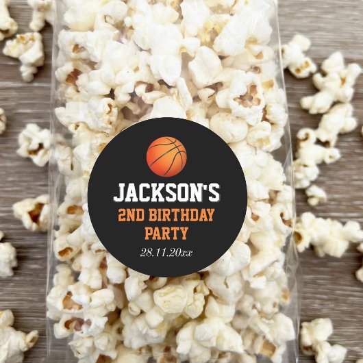 Geboren om bal basketbal thema kinderen verjaardag ronde sticker