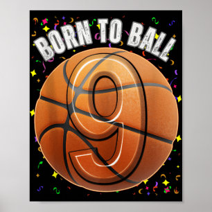 Geboren om basketbal 9e Verjaardag Negen Meisjes J Poster