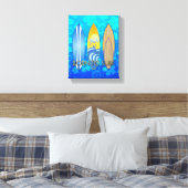 Geboren om Blauwe Honu te surf Canvas Afdruk (Insitu (Slaapkamer))