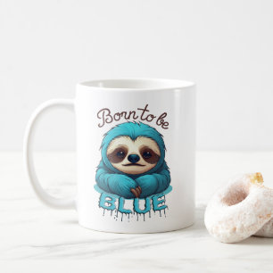 Geboren om blauwe, schattige luiaard te zijn koffiemok