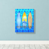 Geboren om Blauwe Tiki te surf Canvas Afdruk (Insitu (Houten vloer))