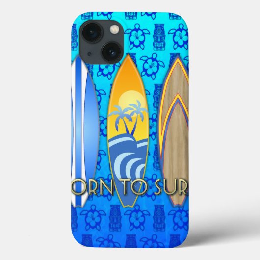 Geboren om Blauwe Tiki te surf Case-Mate iPhone Case (Achterkant)