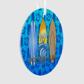Geboren om Blauwe Tiki te surf Ornament (voorkant)
