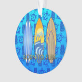 Geboren om Blauwe Tiki te surf Ornament (voorkant)