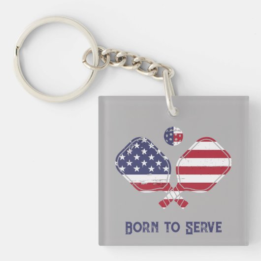 Geboren om de Amerikaanse vlag te dienen Picklebal Sleutelhanger (Voorkant)
