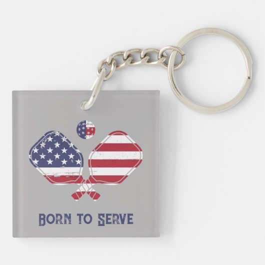 Geboren om de Amerikaanse vlag te dienen Picklebal Sleutelhanger (Achterkant)