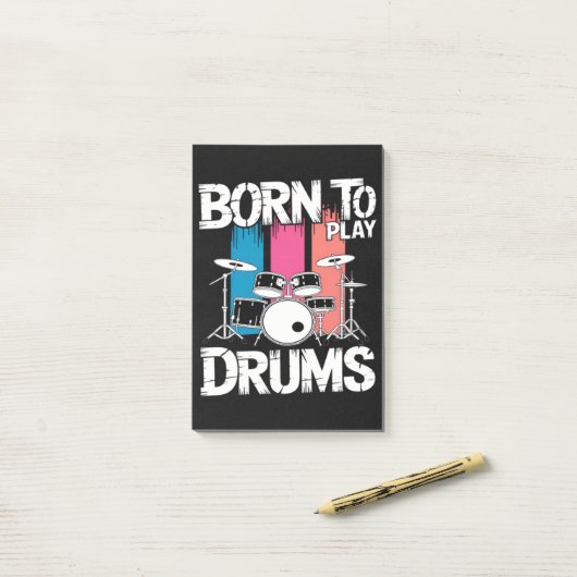 Geboren om drums te spelen post-it® notes (Op bureau)