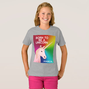 Geboren om een eenhoorn standbeeld magische regenb t-shirt