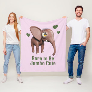 Geboren om een jumbo schattige babyolifant te zijn fleece deken