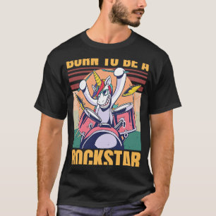 Geboren om een Rockstar Unicorn Music Retro Vintag T-shirt
