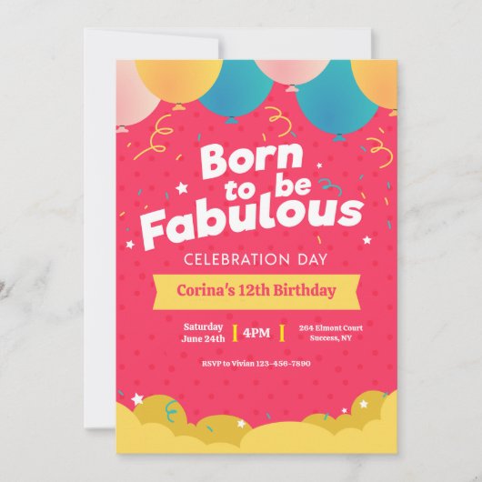 Geboren om Fabulous te Zijn Uitnodiging (Voorkant)