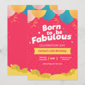 Geboren om Fabulous te Zijn Uitnodiging (Voorkant / Achterkant)