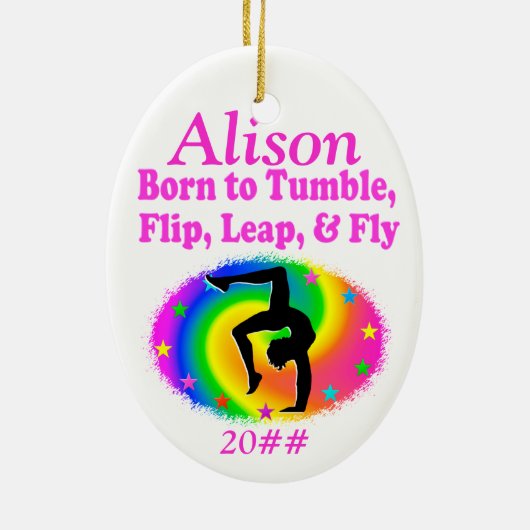 GEBOREN OM GEPERSONALISEERDE GYMNAST ORNAMENT TUMB (Achterkant)