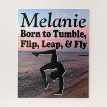GEBOREN OM GEPERSONALISEERDE GYMNAST PUZZEL TUMBLE