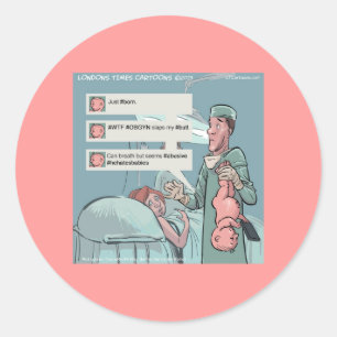 Geboren om grappige cartoons te tweeten ronde sticker