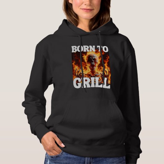 Geboren om grappige Cringe Hard Skeleton Meme Flam Hoodie (Voorkant)