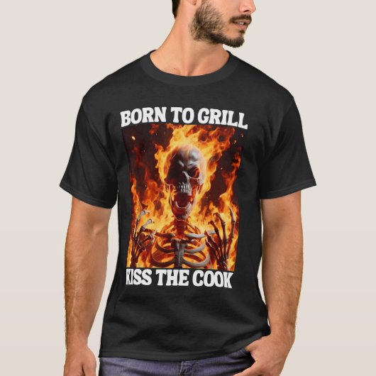 Geboren om grappige Cringe Hard Skeleton Meme Flam T-shirt (Voorkant)