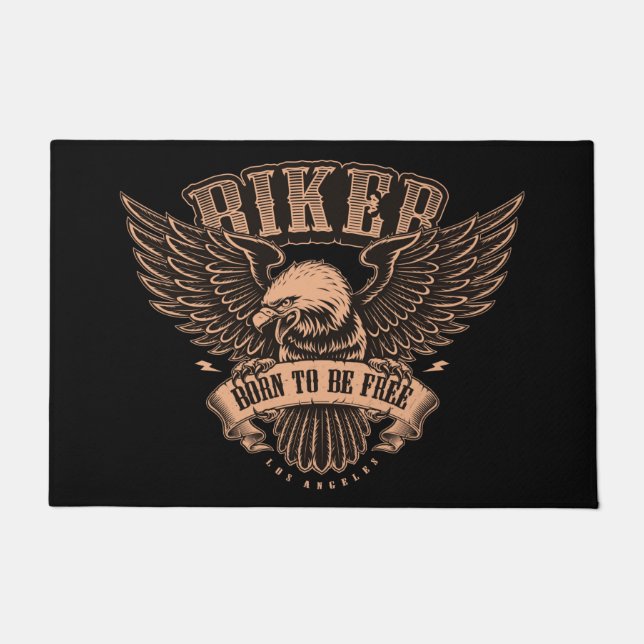 Geboren om gratis te rijden met Bald Eagle Deurmat (Voorkant)