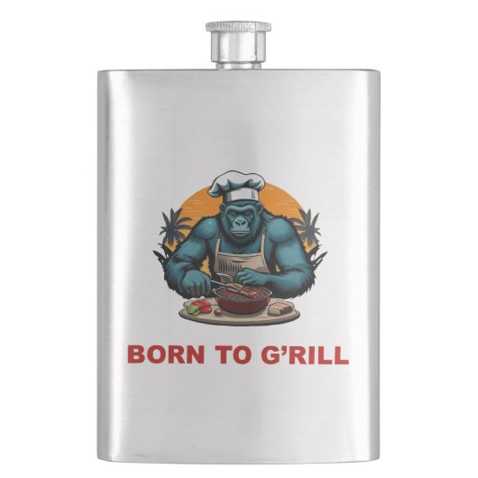 Geboren om G'rill BBQ Master Fun Pun te zijn Flacon (Voorkant)