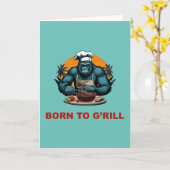 Geboren om G'rill BBQ Master Fun Pun te zijn Kaart (Gele Bloem)