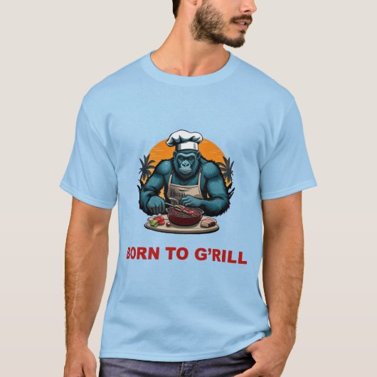 Geboren om G'rill BBQ Master Fun Pun te zijn T-shirt (Voorkant)