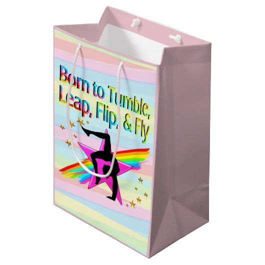 GEBOREN OM GYMNASTIEK CADEAU TAS TUMBLE MEDIUM CADEAUZAKJE (Voorkant Gekanteld)