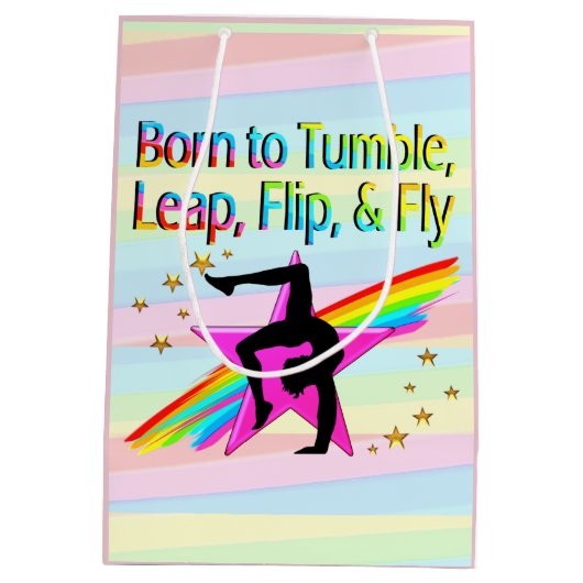 GEBOREN OM GYMNASTIEK CADEAU TAS TUMBLE MEDIUM CADEAUZAKJE (Achterkant)