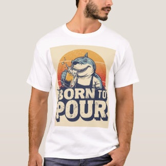 Geboren om haai-bartender-shirt in te schenken t-shirt