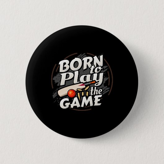 Geboren om het spel cricket te spelen ronde button 5,7 cm (Voorkant)