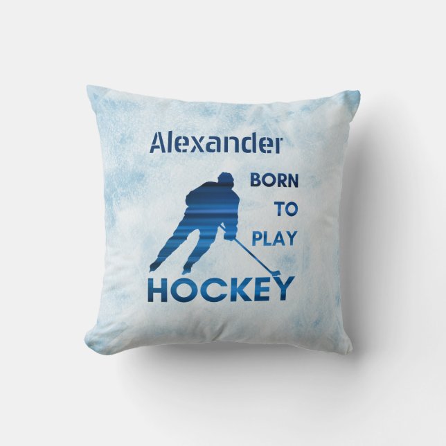 Geboren om hockey te spelen Pillow blauwe lijnen Kussen (Voorkant)