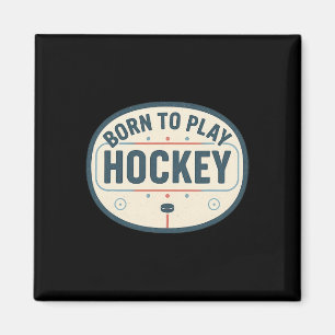 Geboren om Hockey te Spelen Retro IJsbaan Speler F Magneet