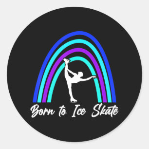 Geboren om ijsschaatsen Schaats figuur Schaatsen Ronde Sticker