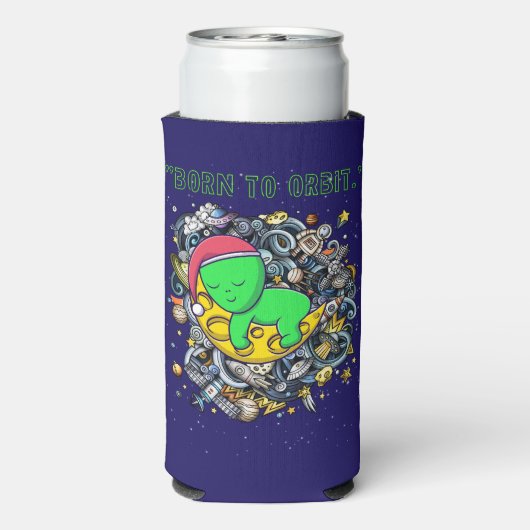 Geboren om in een buitenaardse slaap te slapen seltzer blikjeskoeler (Seltzer Achterkant)