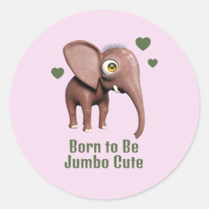Geboren om Jumbo Schattige Baby Olifant Aangepast Ronde Sticker