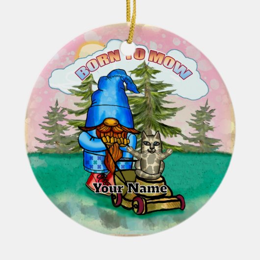 Geboren om kabouter te maaien keramisch ornament (Voorkant)