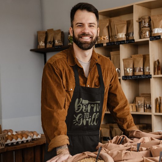 Geboren om Khaki BBQ Schort te grillen