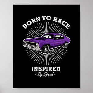 Geboren om klassieke spierauto retro-snelheidsontw poster