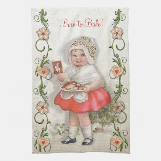 Geboren om  meisje te bakken - Customize Theedoek (Verticaal)